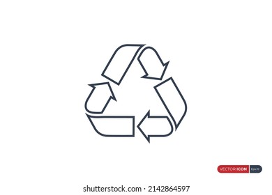 Recycle Icon Line Style isolated on White Background. Flat Vector Icon Design Template Element.