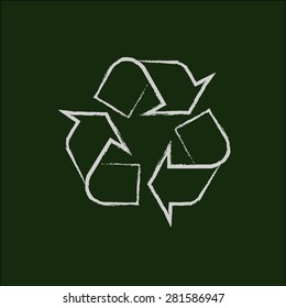 Recycle icon . A line of thinking, writing on the blackboard.