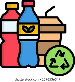 Recycle Icon Lineal Color Vector Illustration
