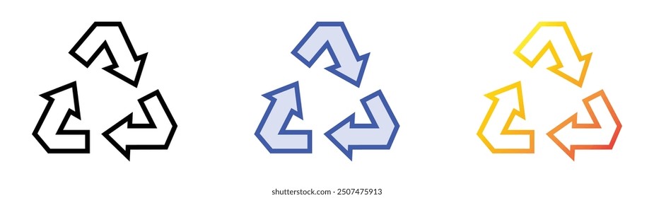 recycle icon. Linear, Blue Fill and Gradient Style Design Isolated On White Background
