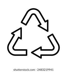 Recycle icon linear logo mark in black and white