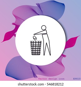 Recycle icon, man throwing trash into dust bin vector