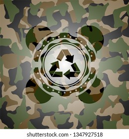 recycle icon on camouflage pattern