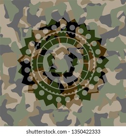 recycle icon on camouflage pattern