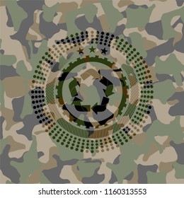 recycle icon on camouflaged pattern