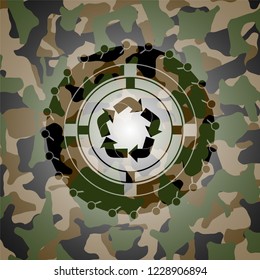 recycle icon on camouflaged texture