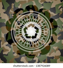 recycle icon on camouflaged texture