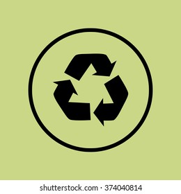 Recycle icon, on green background