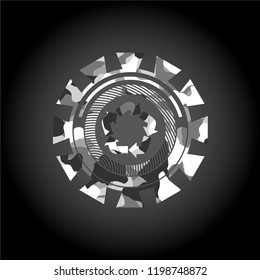 recycle icon on grey camo texture