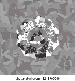 recycle icon on grey camo pattern