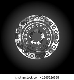recycle icon on grey camo pattern
