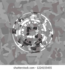 recycle icon on grey camouflage texture