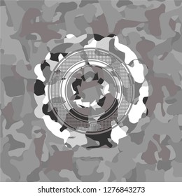 recycle icon on grey camouflage pattern