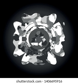 recycle icon on grey camouflage texture