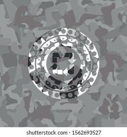 recycle icon on grey camouflaged pattern