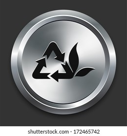 Recycle Icon on Metallic Button Collection