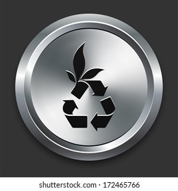 Recycle Icon on Metallic Button Collection