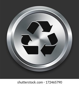 Recycle Icon on Metallic Button Collection