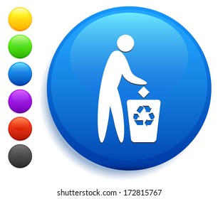 Icono de reciclaje en la colección de botones redondos