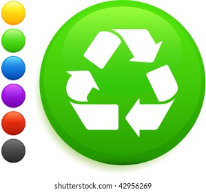 icono de reciclaje sobre el botón de Internet redondo ilustración vectorial original 6 versiones de color incluidas