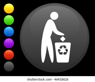 icono de reciclaje sobre el botón de Internet redondo ilustración vectorial original 6 versiones de color incluidas