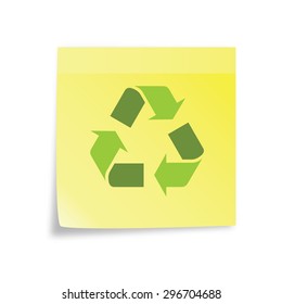 recycle icon on a sticky note