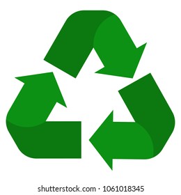 recycle icon on white background. green recycle sign. flat style. reuse symbol. 