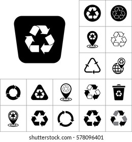 recycle icon on white background, recycling set
