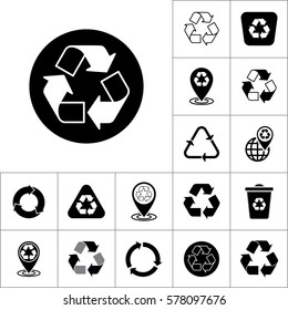 recycle icon on white background, recycling set