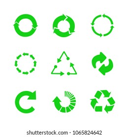 recycle icon on yellow background, recycling set
