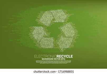 Recycle icon from one and zero binary code digit matrix style. background for take care and save the environment.