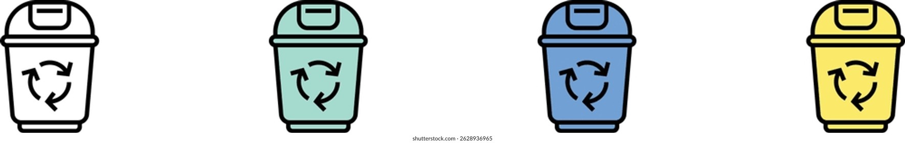 recycle icon. Outline, Green, Blue and Yellow Style Design Isolated On White Background