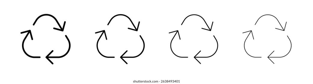 Recycle icon Outline sign symbol set