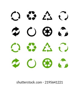 recycle icon pack isolated on white background. simple and flat design