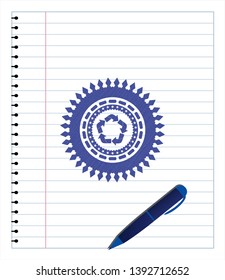 recycle icon pen draw. Blue ink. Vector Illustration. Detailed.