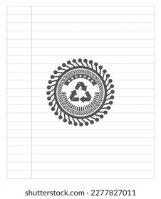 reciclar emblema de lápiz de icono. Ilustración vectorial. Detallado. 