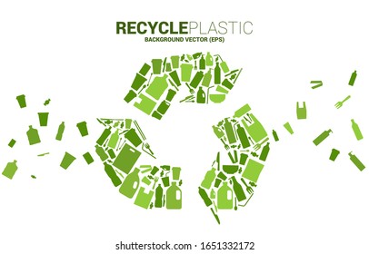 Wiederverwertung des Symbols aus Kunststoffverpackungen und Produktsymbolen. Hintergrund zur Pflege und Rettung der Umwelt.