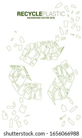 Wiederverwertung des Symbols aus Kunststoffverpackungen und Produktsymbolen. Hintergrund zur Pflege und Rettung der Umwelt.