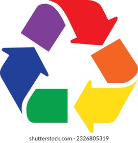 Un icono de reciclaje en colores arcoiris