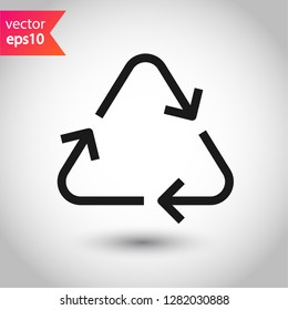 Recycle icon. Recycling icon. Environmental treatment vector sign. ecological recycling arrows symbol. EPS 10 flat sign. Linear symbol. Outline symbol design