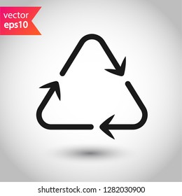 Recycle icon. Recycling icon. Environmental treatment vector sign. ecological recycling arrows symbol. EPS 10 flat sign. Linear symbol. Outline symbol design