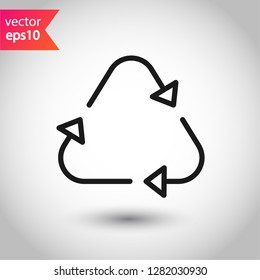 Recycle icon. Recycling icon. Environmental treatment vector sign. ecological recycling arrows symbol. EPS 10 flat sign. Linear symbol. Outline symbol design