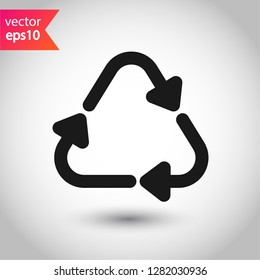 Recycle icon. Recycling icon. Environmental treatment vector sign. ecological recycling arrows symbol. EPS 10 flat sign. Linear symbol. Outline symbol design
