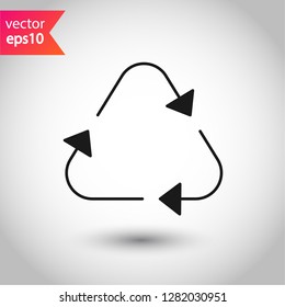 Recycle icon. Recycling icon. Environmental treatment vector sign. ecological recycling arrows symbol. EPS 10 flat sign. Linear symbol. Outline symbol design