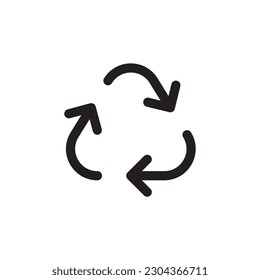 Recycle icon. Recycling icon. Environmental treatment flat sign design. Ecological recycling arrows symbol. Disposal pictogram. Outline symbol design. Linear UX UI icon