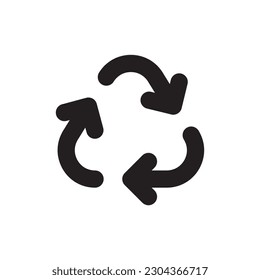 Recycle icon. Recycling icon. Environmental treatment flat sign design. Ecological recycling arrows symbol. Disposal pictogram. Outline symbol design. Linear UX UI icon