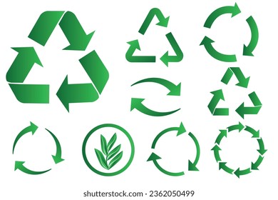 Recycle icon. Recycling vector icons set. Eco green icons. Flat design web elements for websites and applications.Isolated on white background. Vector illustration.