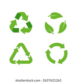 Recycle icon. Recycling vector set. Eco reusing waste sign. Garbage process ecology symbol. Ecological recycle icon bio care. Reuse arrow cycle.