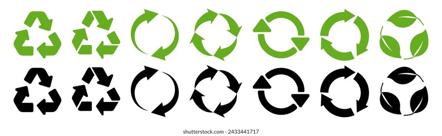 Recycle icon. Set of recycle arrow icons	
