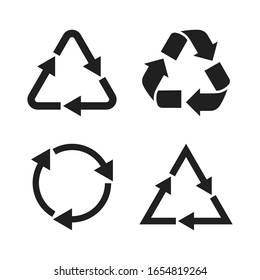 Recycle icon set black on white background